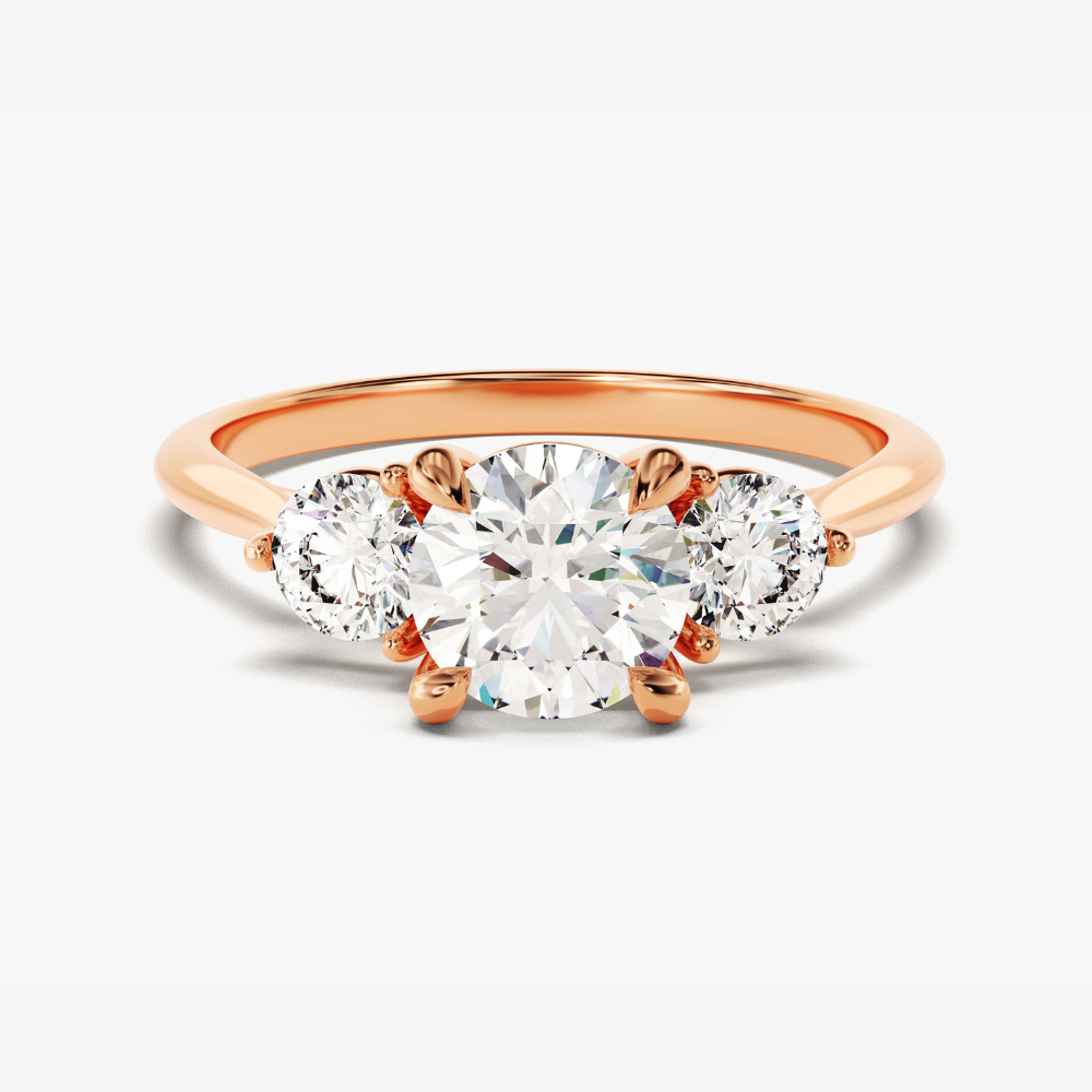 Round Cut with Three-Stone Moissanite Engagement Ring