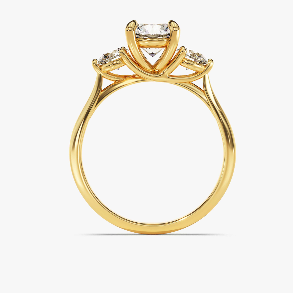 Round Cut with Three-Stone Moissanite Engagement Ring