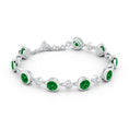 S925 Silver Round Lab-created Emerald and Moissanite Bezel Tennis Bracelet