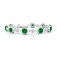 S925 Silver Round Lab-created Emerald and Moissanite Bezel Tennis Bracelet
