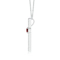 Round Garnet Center Cross Pendant Moissanite Necklace