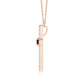 Round Garnet Center Cross Pendant Moissanite Necklace