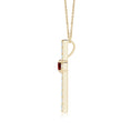 Round Garnet Center Cross Pendant Moissanite Necklace