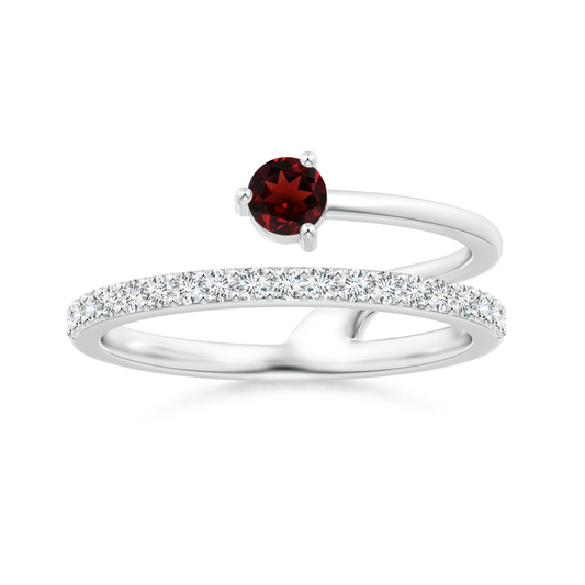Round Garnet Double Shank with Moissanite Accents Promise Ring