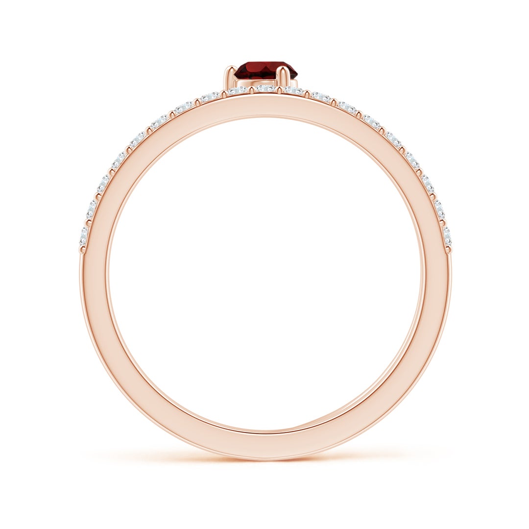 Round Garnet Double Shank with Moissanite Accents Promise Ring