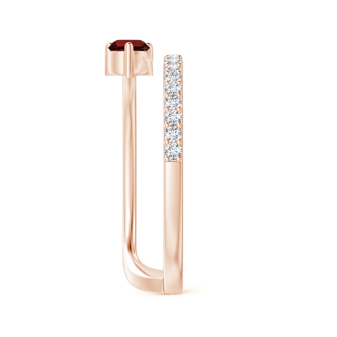 Round Garnet Double Shank with Moissanite Accents Promise Ring
