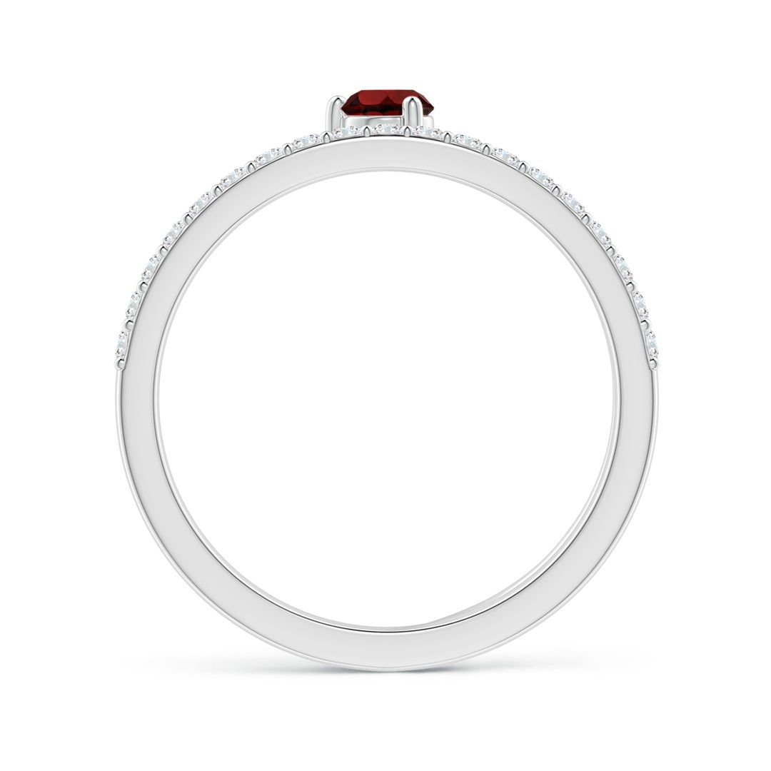 Round Garnet Double Shank with Moissanite Accents Promise Ring