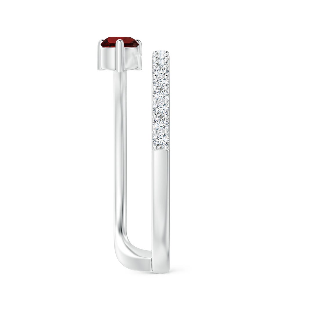Round Garnet Double Shank with Moissanite Accents Promise Ring