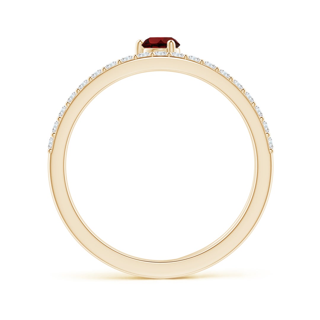 Round Garnet Double Shank with Moissanite Accents Promise Ring