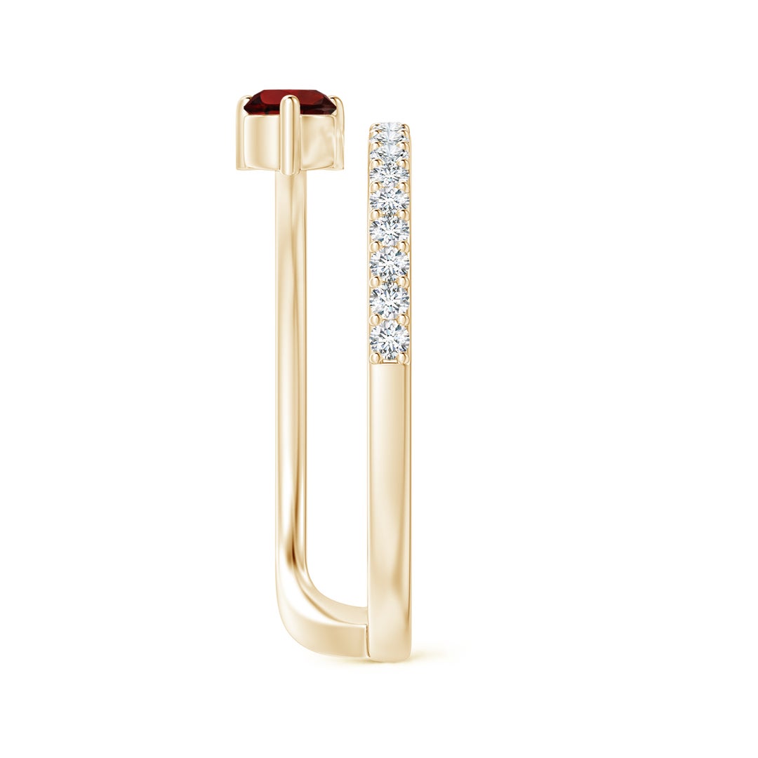 Round Garnet Double Shank with Moissanite Accents Promise Ring