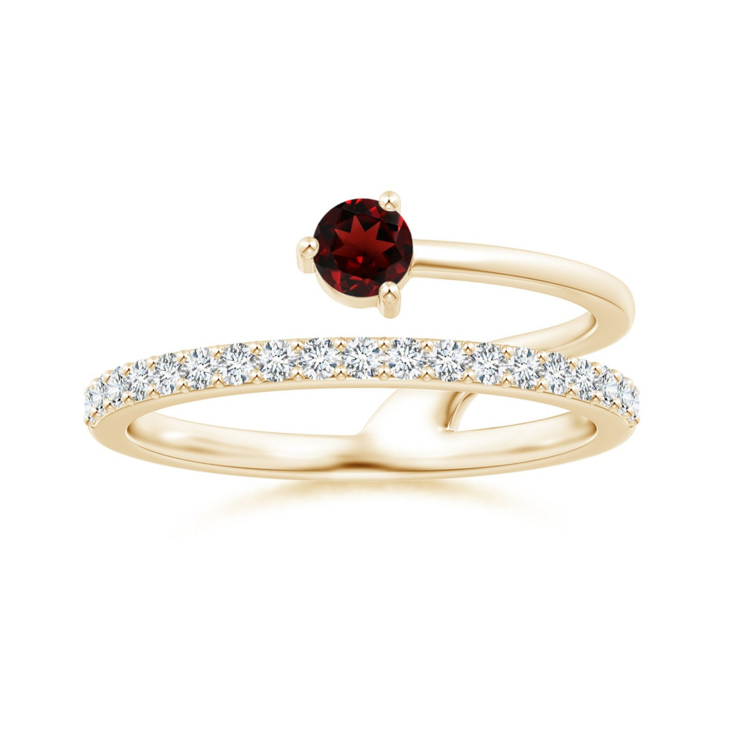 Round Garnet Double Shank with Moissanite Accents Promise Ring
