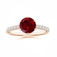 Load image into Gallery viewer, Round Garnet Solitaire Engagement Ring with Moissanite Pavé Band
