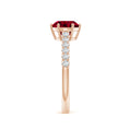 Load image into Gallery viewer, Round Garnet Solitaire Engagement Ring with Moissanite Pavé Band
