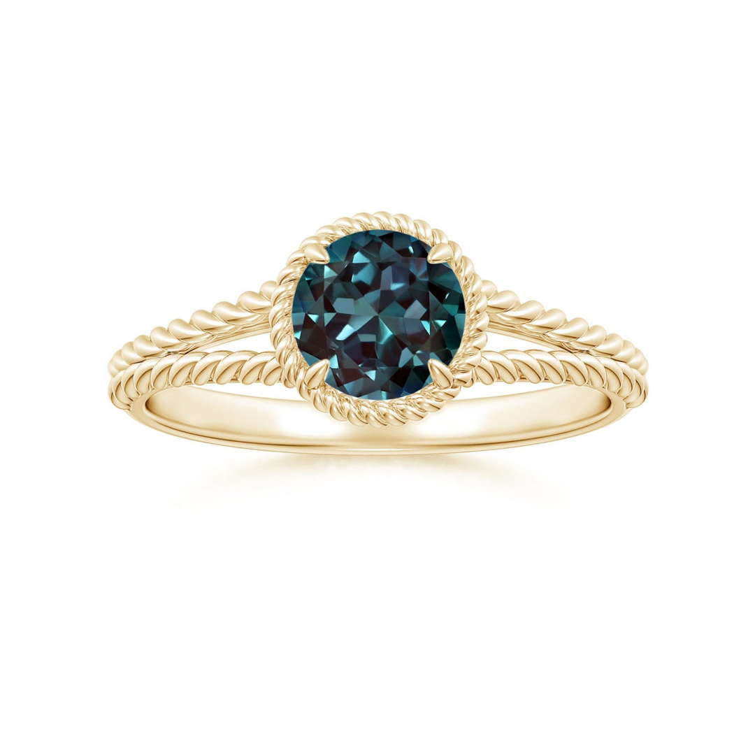 Round Lab Alexandrite Twist Rope Split Shank Promise Ring