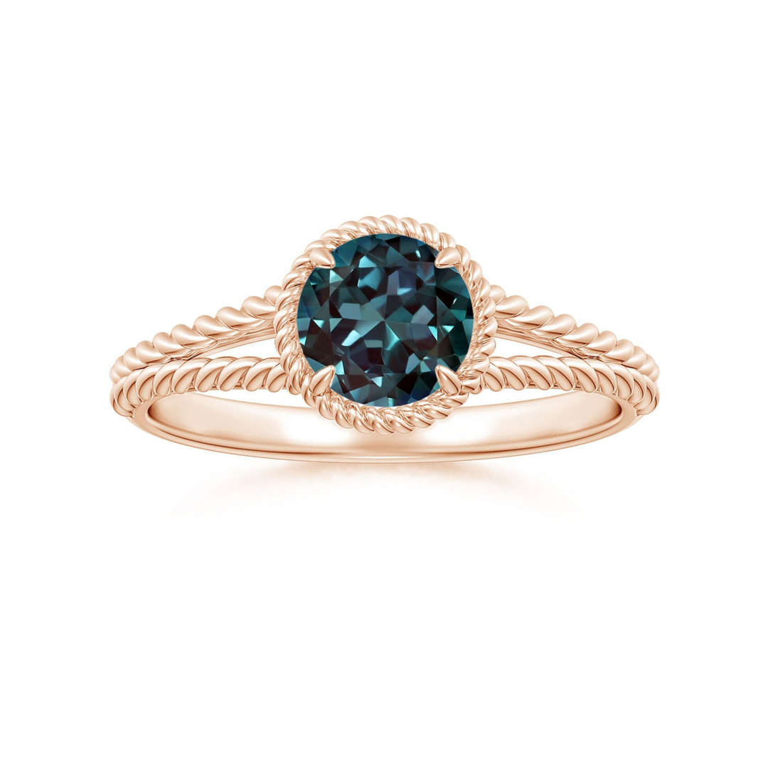 Round Lab Alexandrite Twist Rope Split Shank Promise Ring