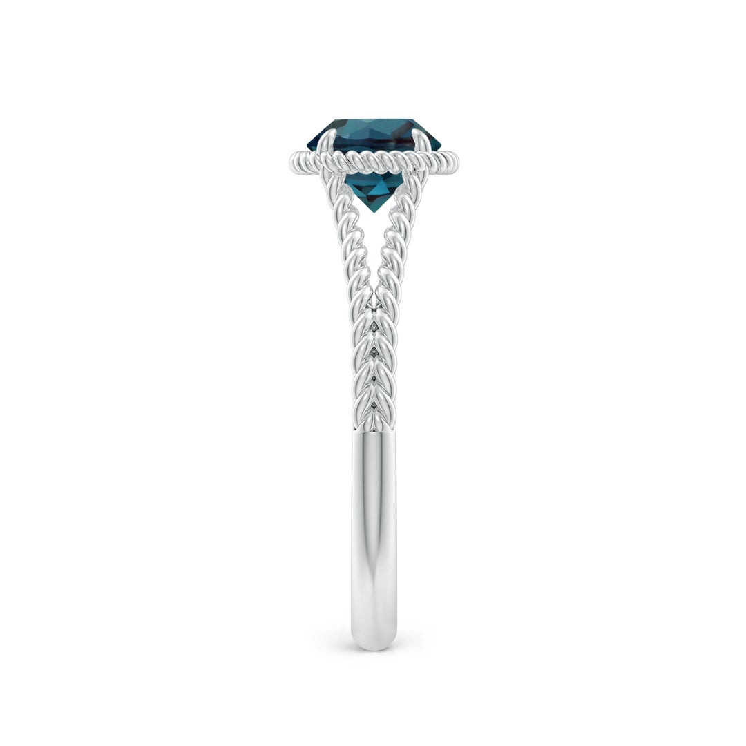 Round Lab Alexandrite Twist Rope Split Shank Promise Ring
