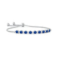 Round Lab Sapphire with Moissanite Accents Adjustable Tennis Bolo Bracelet