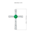 Round Lab-Created Emerald Center Cross Pendant Moissanite Necklace