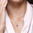 Round Lab-Created Emerald Center Cross Pendant Moissanite Necklace