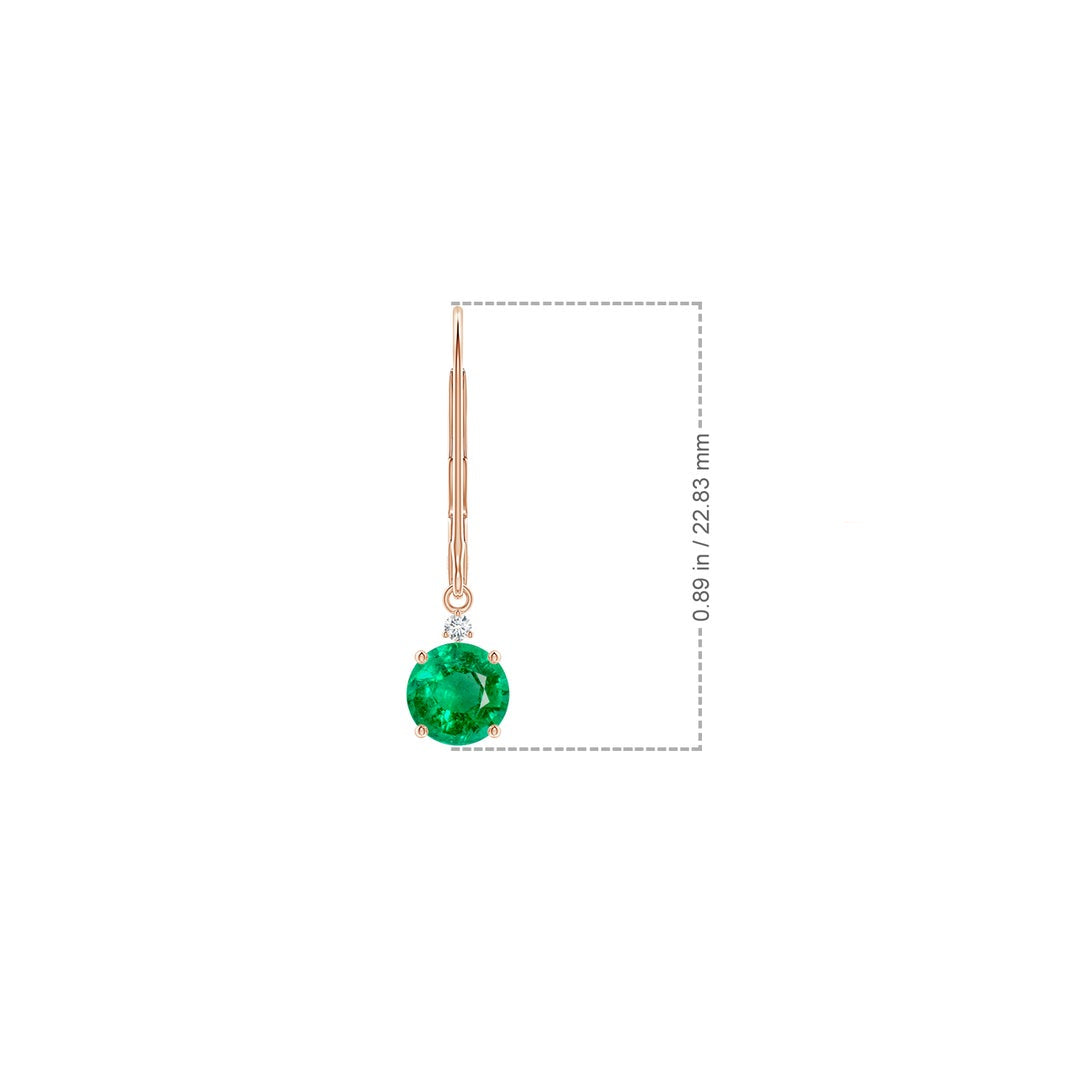 Round Lab-Created Emerald Leverback with Moissanite Accents Drop Earrings
