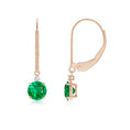 Round Lab-Created Emerald Leverback with Moissanite Accents Drop Earrings
