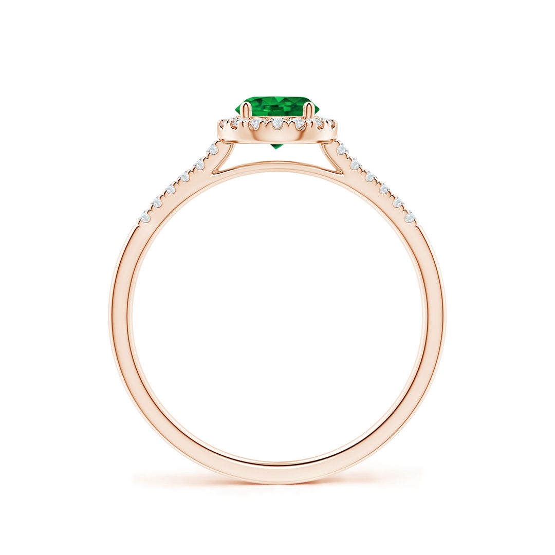 Round Lab-Created Emerald with Halo Moissanite Promise Ring