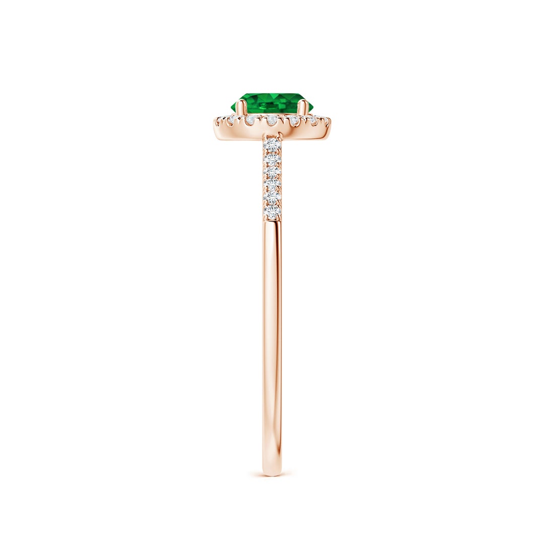 Round Lab-Created Emerald with Halo Moissanite Promise Ring