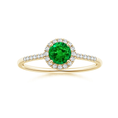 Round Lab-Created Emerald with Halo Moissanite Promise Ring