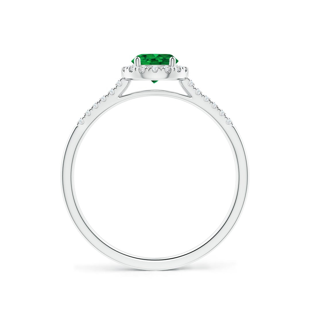 Round Lab-Created Emerald with Halo Moissanite Promise Ring