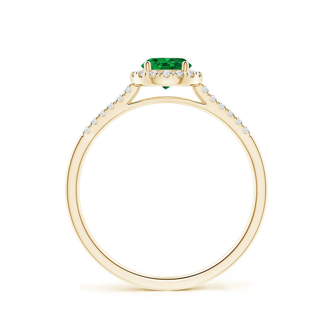 Round Lab-Created Emerald with Halo Moissanite Promise Ring