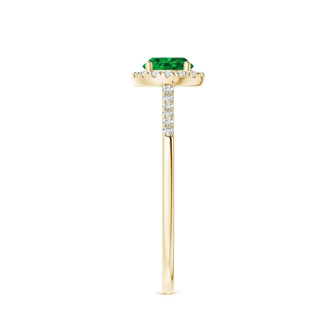 Round Lab-Created Emerald with Halo Moissanite Promise Ring