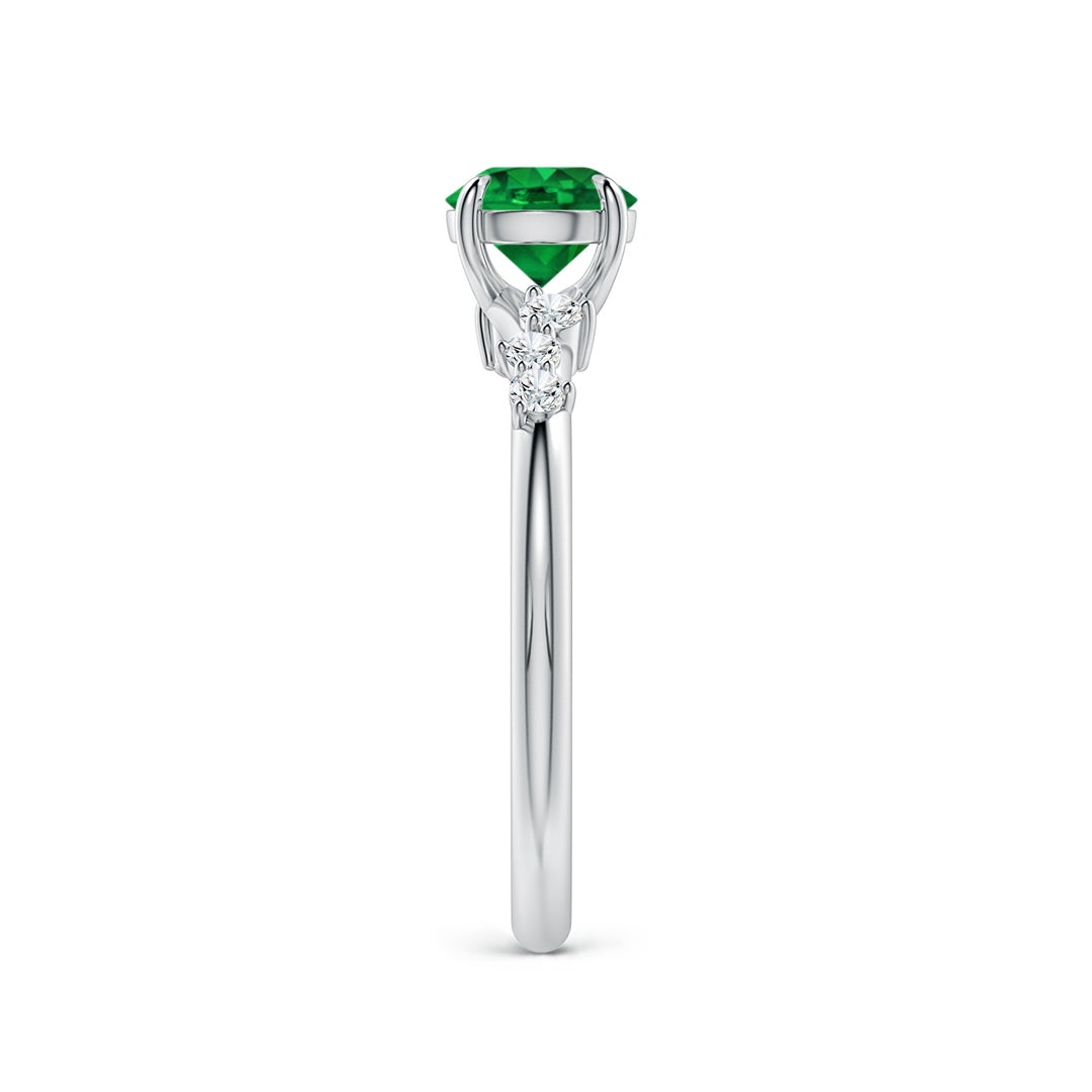 Round Lab-Created Emerald with Scattered Moissanite Accents Promise Ring