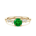 Round Lab-Created Emerald with Scattered Moissanite Accents Promise Ring