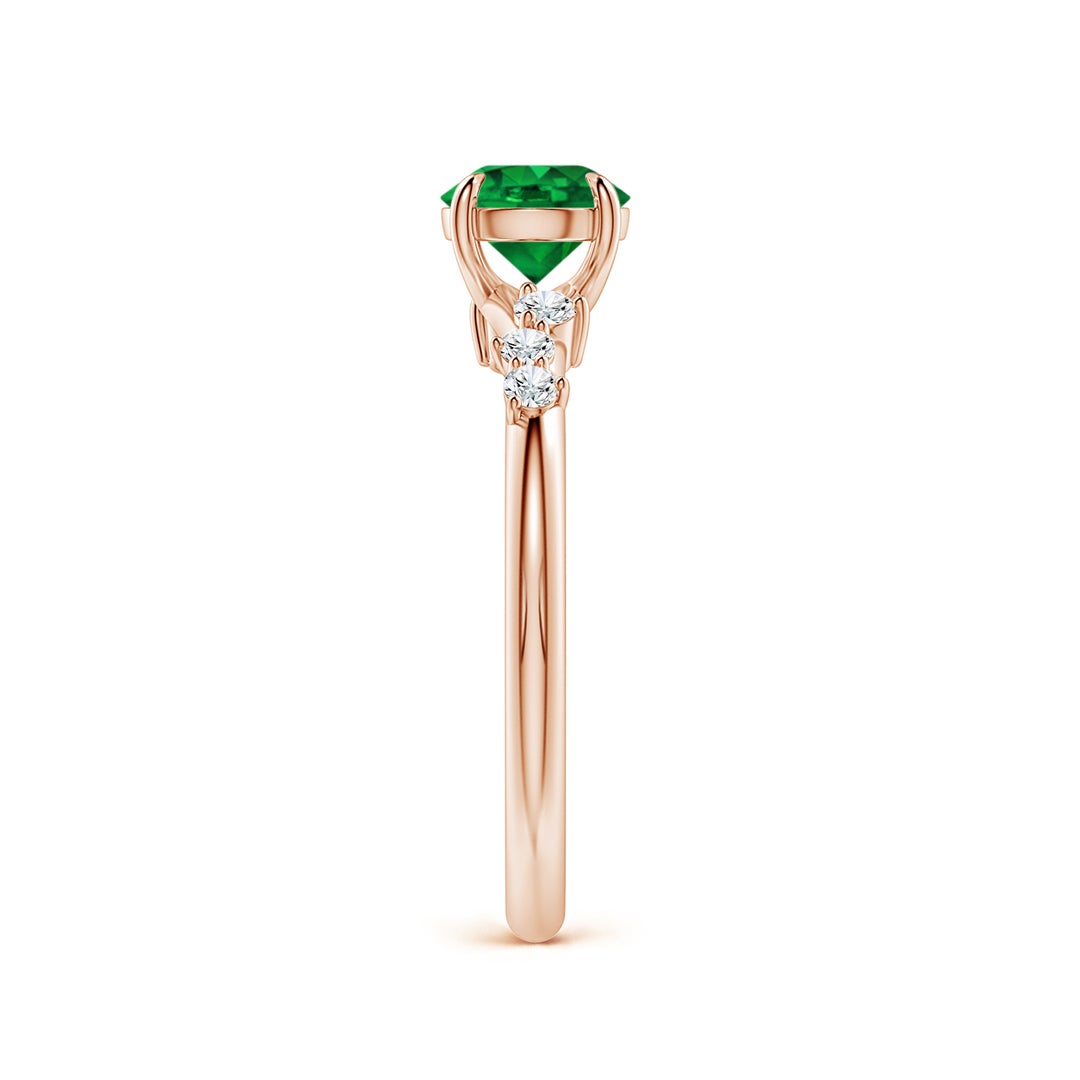 Round Lab-Created Emerald with Scattered Moissanite Accents Promise Ring