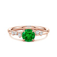Round Lab-Created Emerald with Scattered Moissanite Accents Promise Ring