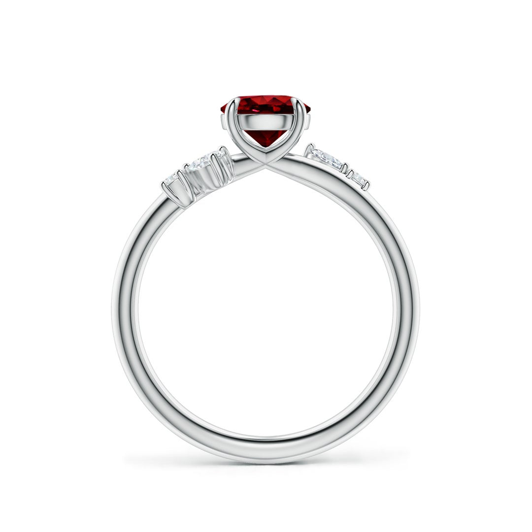 Round Lab-Created Ruby Promise Ring with Multi-Shape Moissanite Accents