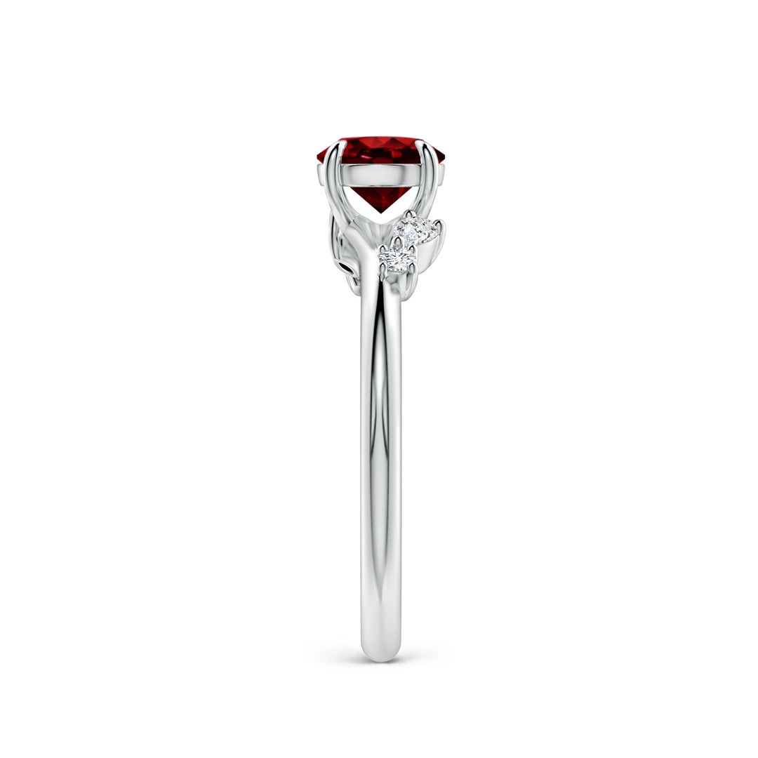 Round Lab-Created Ruby Promise Ring with Multi-Shape Moissanite Accents