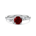 Round Lab-Created Ruby Promise Ring with Multi-Shape Moissanite Accents
