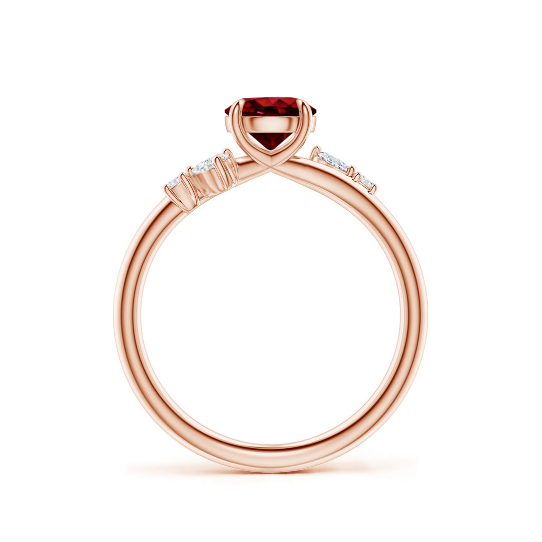 Round Lab-Created Ruby Promise Ring with Multi-Shape Moissanite Accents
