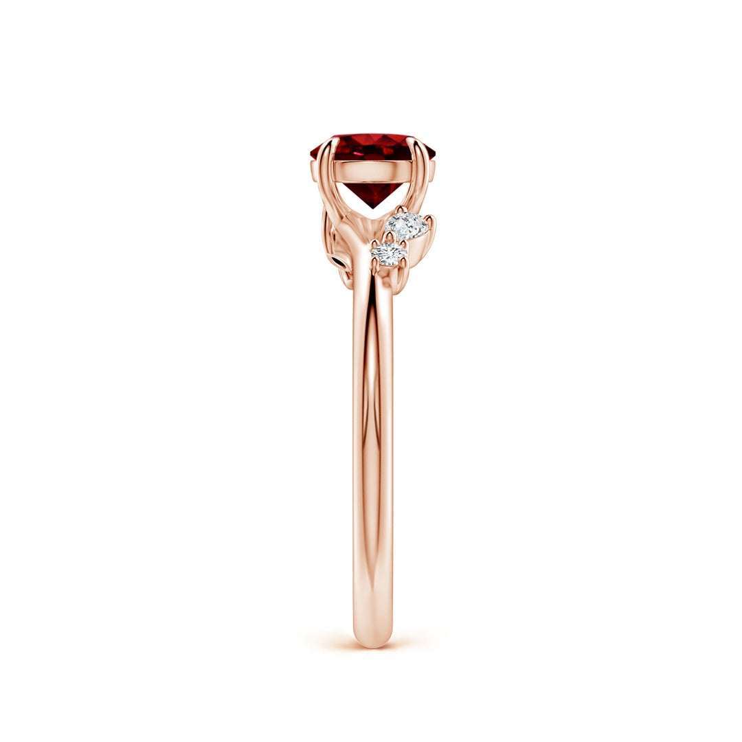 Round Lab-Created Ruby Promise Ring with Multi-Shape Moissanite Accents
