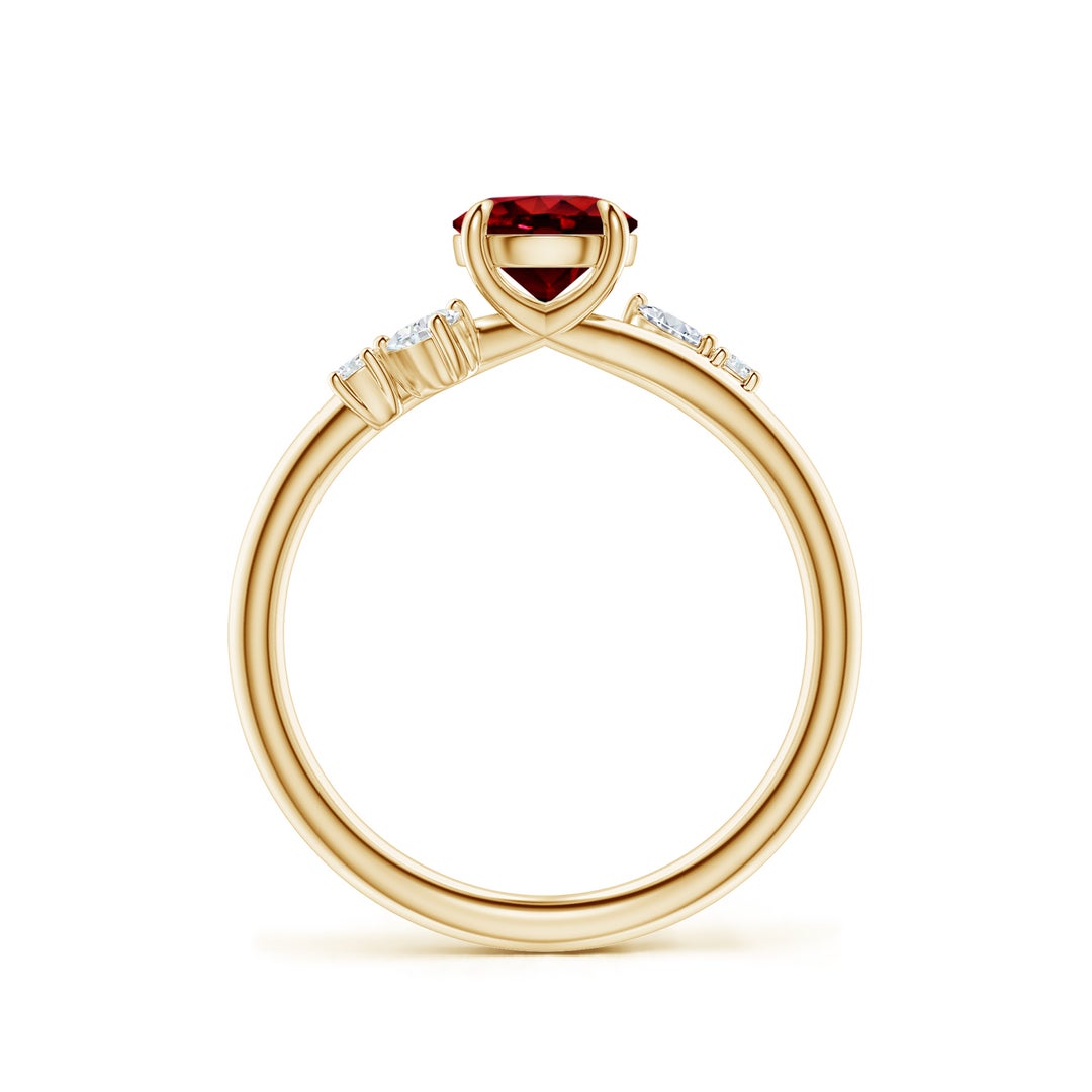 Round Lab-Created Ruby Promise Ring with Multi-Shape Moissanite Accents