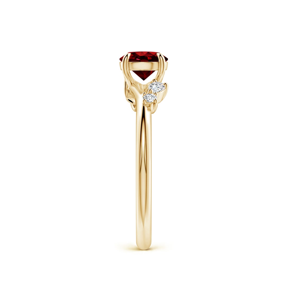 Round Lab-Created Ruby Promise Ring with Multi-Shape Moissanite Accent ...