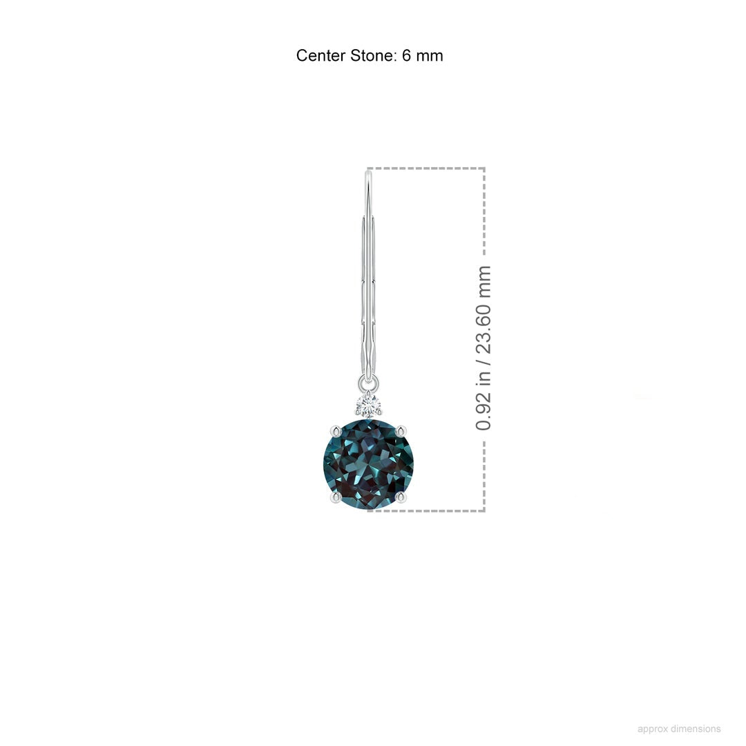 Round Lab-Grown Alexandrite with Moissanite Accents Drop Earrings
