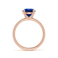 Round Lab-Grown Blue Sapphire Solitaire Engagement Ring with Heart-Shaped Prongs