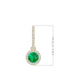Round Lab-Grown Emerald with Moissanite Halo Huggie Hoop Drop Earrings