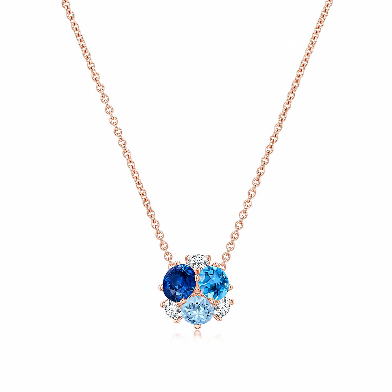 Round Lab-Grown Multi-Gemstone Cluster with Moissanite Accents Pendant Necklace