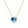 Round Lab-Grown Multi-Gemstone Cluster with Moissanite Accents Pendant Necklace