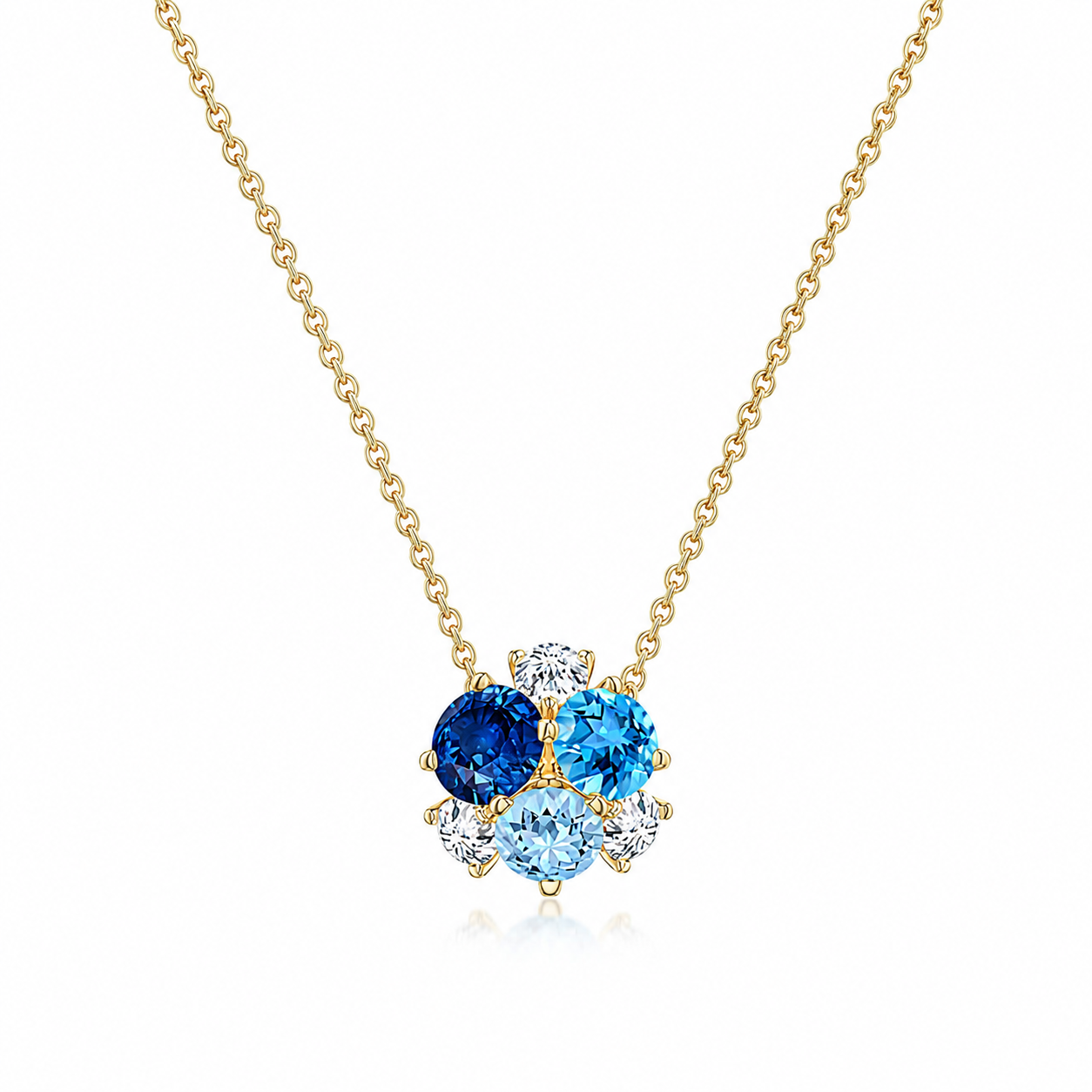 Round Lab-Grown Multi-Gemstone Cluster with Moissanite Accents Pendant Necklace