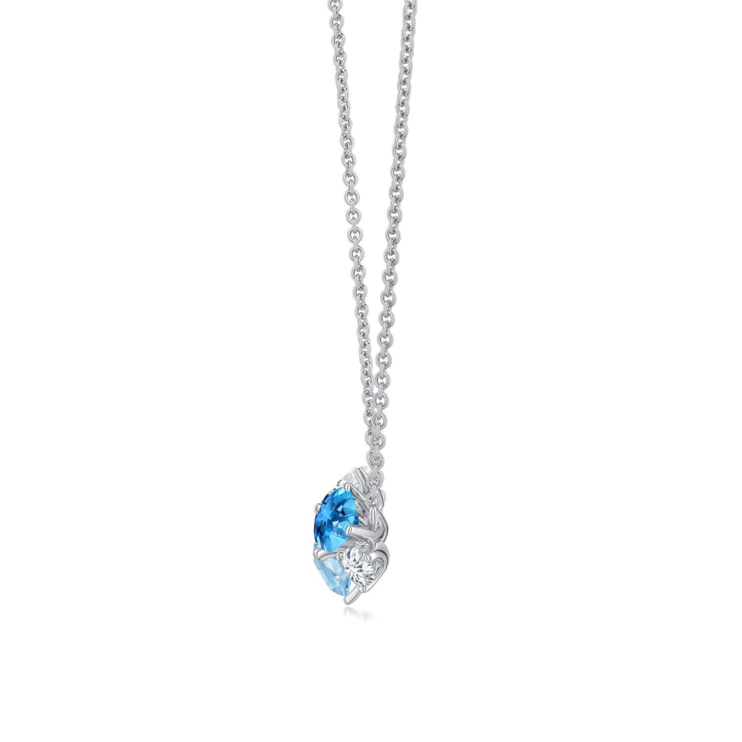 Round Lab-Grown Multi-Gemstone Cluster with Moissanite Accents Pendant Necklace