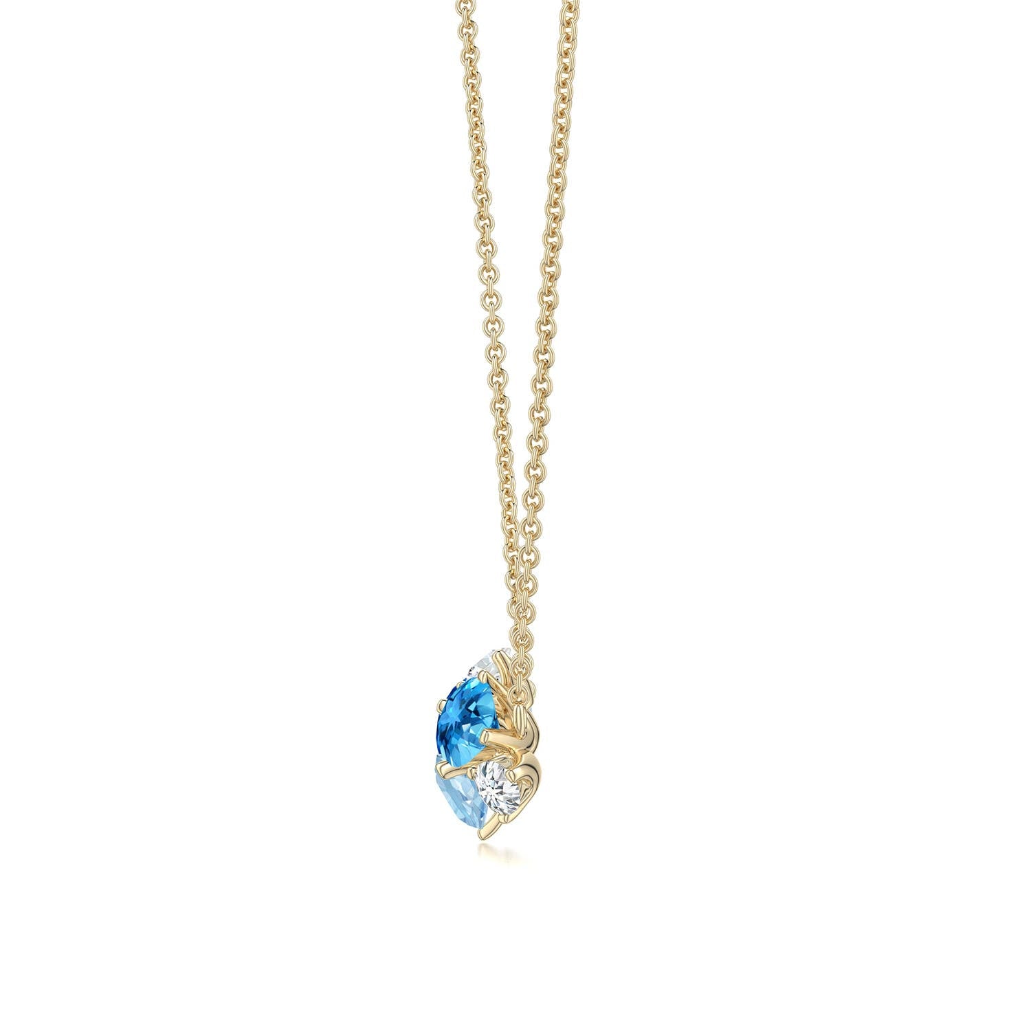 Round Lab-Grown Multi-Gemstone Cluster with Moissanite Accents Pendant Necklace
